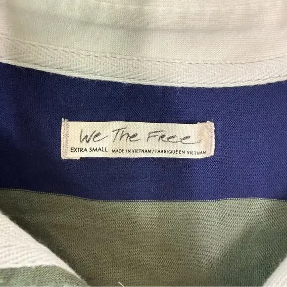 Free People We The Free Peyton Rugby Henley Striped Top Oversized Sz XS - Picture 9 of 9